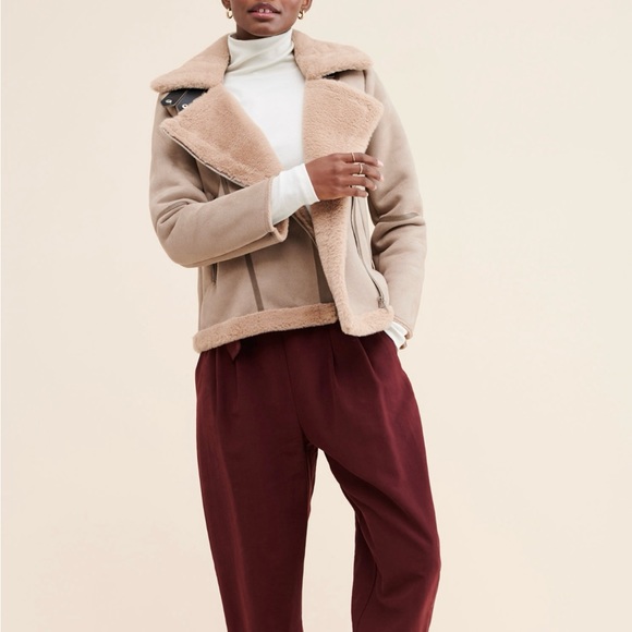 TheRiver by JTW Sophie Faux Fur Moto Jacket - Picture 1 of 3